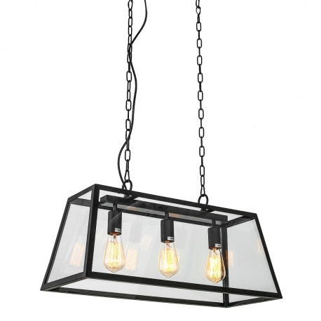 Laverno czarna lampa wisząca czarna z szybami potrójna 27x68cm Italux