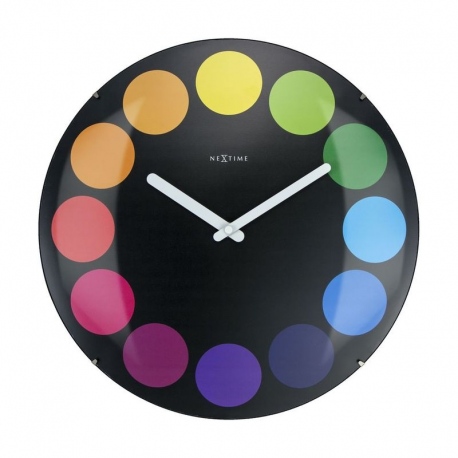 Dots Dome zegar czarny szklany 35cm NeXtime