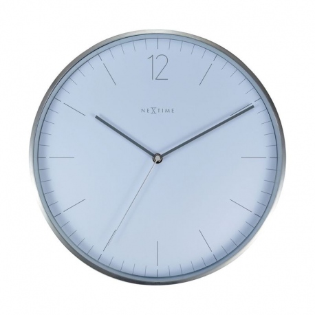 Essential Silver zegar szklany metalowy biały 34cm NeXtime