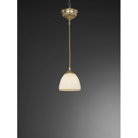 L.7105 14 Lampa wisząca włoska mosiężna ze szklanym kloszem 14cm Reccagni Angelo