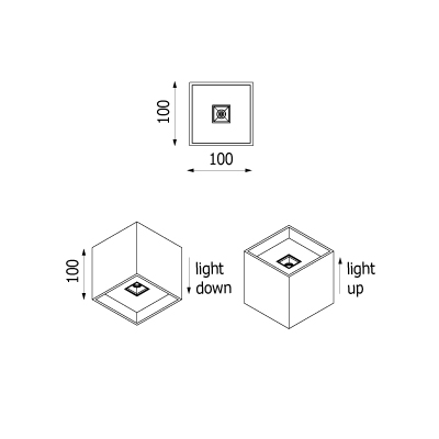 Kinkiet szescian cubic Cubo świeci w  górę i w dół